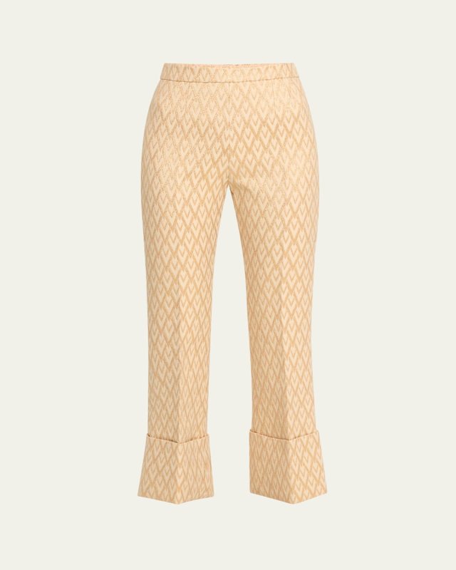 Metallic Printed Cuffed Hem Wool Trousers
